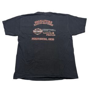 Harley-Davidson XL Black Perrysburg Ohio Dealer T-Shirt Barbed Stripe vintage